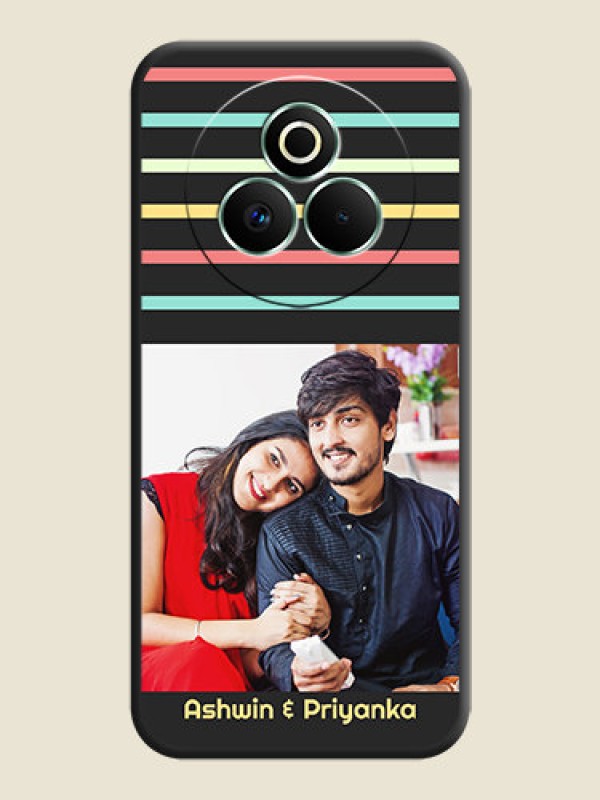 Custom Color Stripes with Photo and Text on Photo On Space Black Custom Soft Matte Mobile Back Cover - Realme P3 Pro 5G
