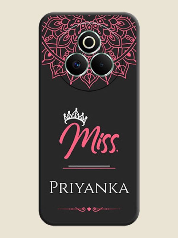 Custom Mrs Name with Floral Design On Space Black Custom Soft Matte Mobile Back Cover - Realme P3 Pro 5G
