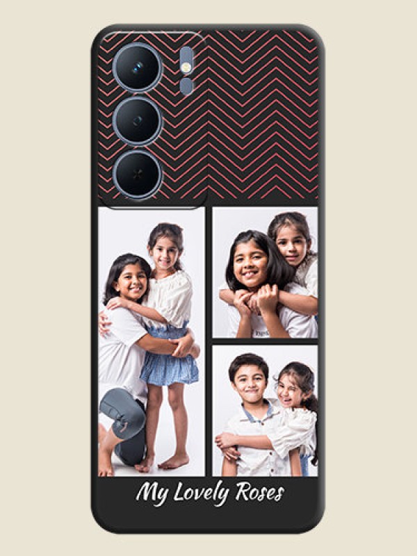 Custom Wave Pattern with 3 Image Holder On Space Black Custom Soft Matte Mobile Back Cover - Realme P3x 5G