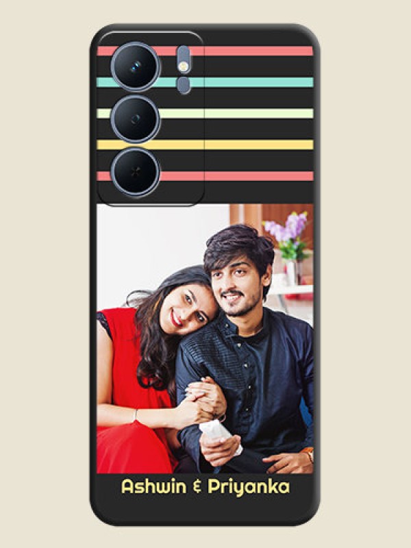 Custom Color Stripes with Photo and Text on Photo On Space Black Custom Soft Matte Mobile Back Cover - Realme P3x 5G