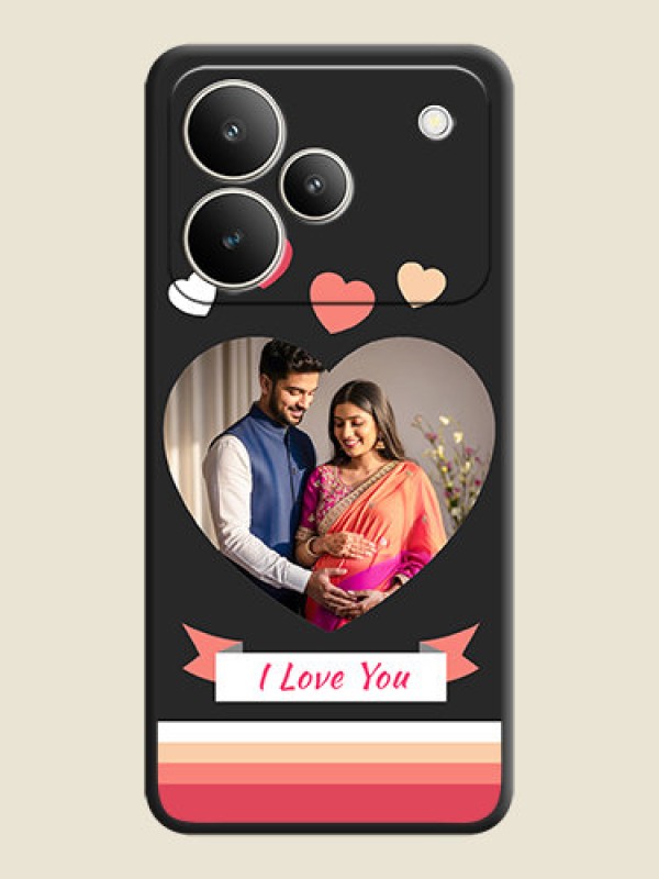 Custom Love Shaped Photo with Colorful Stripes On Space Black Custom Soft Matte Mobile Back Cover - Realme P4 5G