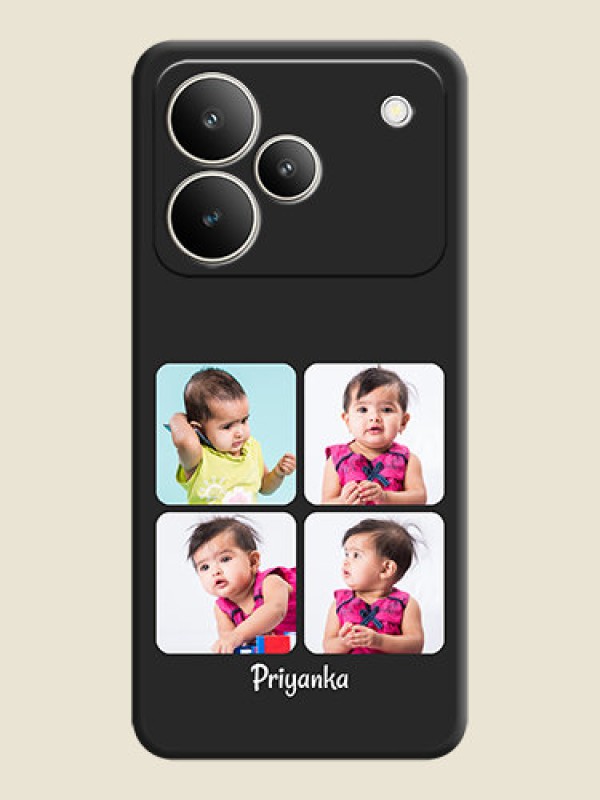 Custom Floral Art with 6 Image Holder on Photo On Space Black Custom Soft Matte Mobile Back Cover - Realme P4 5G