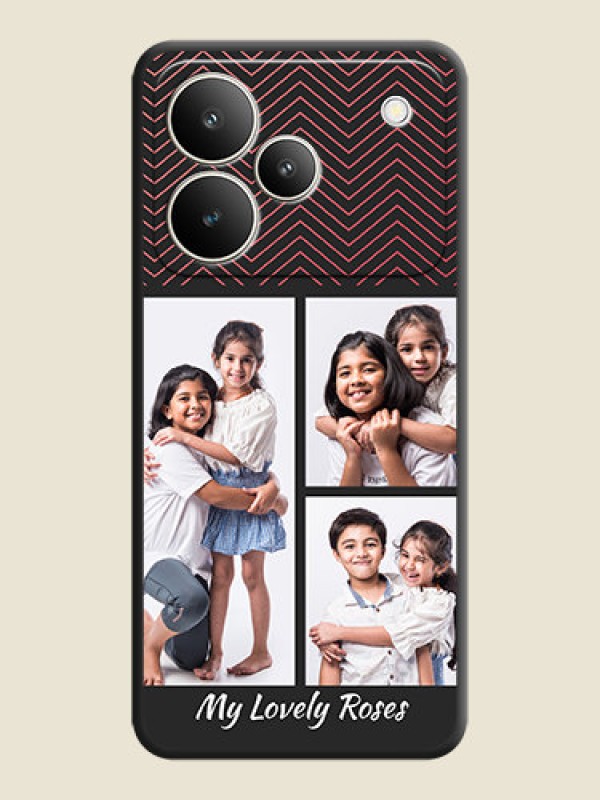 Custom Wave Pattern with 3 Image Holder On Space Black Custom Soft Matte Mobile Back Cover - Realme P4 5G