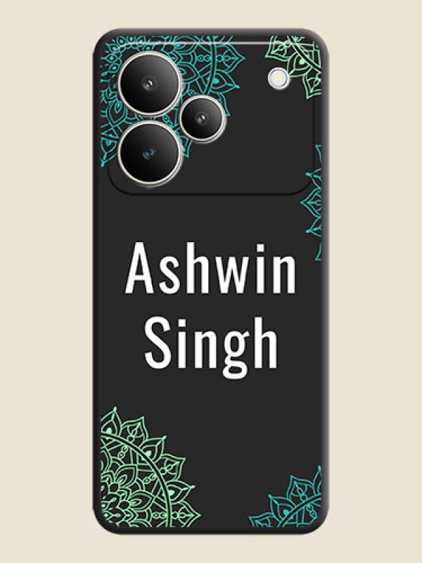 Custom Your Name with Floral Design On Space Black Custom Soft Matte Mobile Back Cover - Realme P4 5G