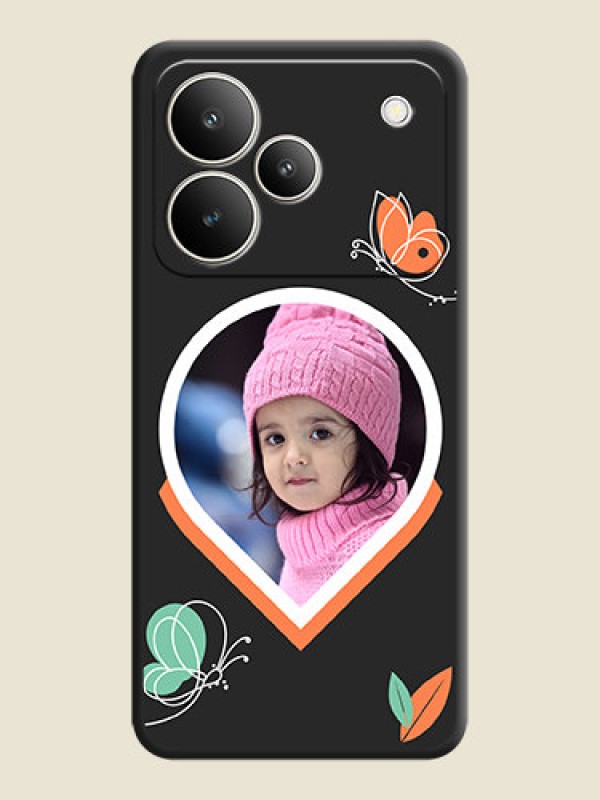 Custom Upload Pic With Simple Butterly Design On Space Black Custom Soft Matte Mobile Back Cover - Realme P4 5G