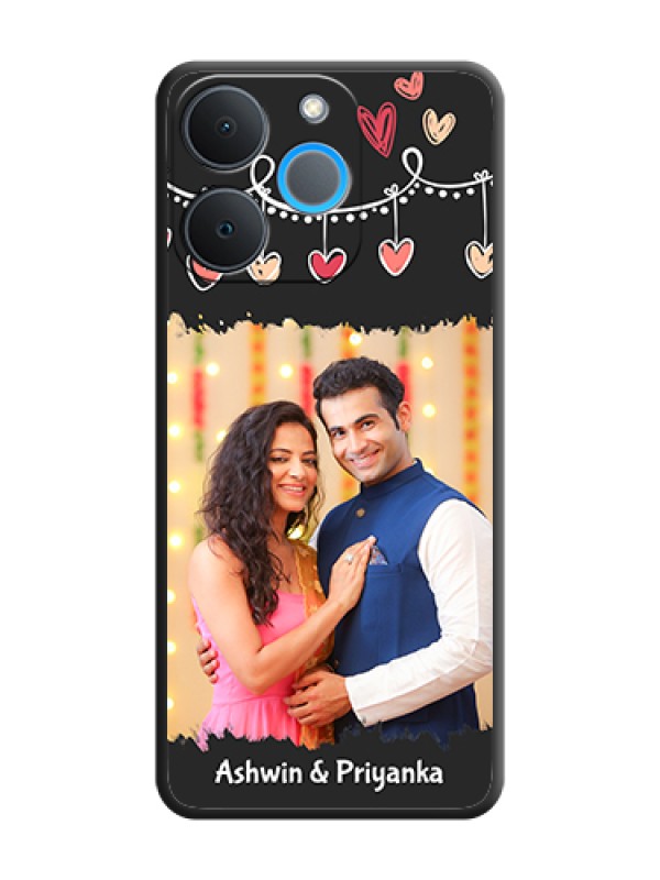 Custom Pink Love Hangings with Name On Space Black Custom Soft Matte Mobile Back Cover - Realme P4 Lite 4G