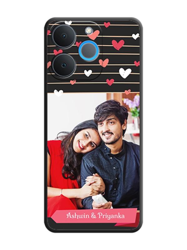 Custom Love Pattern with Name on Pink Ribbon on Photo On Space Black Custom Soft Matte Mobile Back Cover - Realme P4 Lite 4G