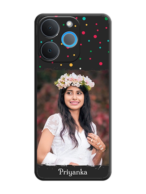 Custom Multicolor Dotted Pattern with Text On Space Black Custom Soft Matte Mobile Back Cover - Realme P4 Lite 4G