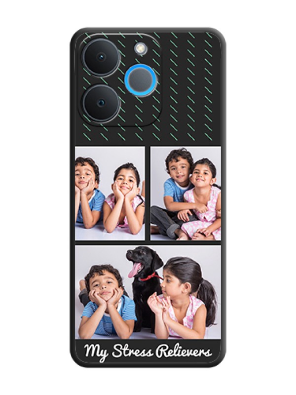 Custom Cross Dotted Pattern with 2 Image Holder On Space Black Custom Soft Matte Mobile Back Cover - Realme P4 Lite 4G