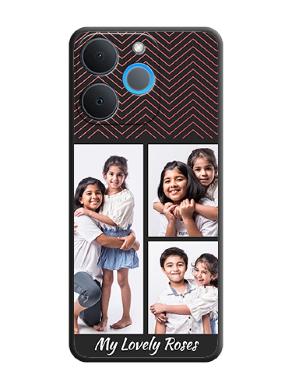 Custom Wave Pattern with 3 Image Holder On Space Black Custom Soft Matte Mobile Back Cover - Realme P4 Lite 4G