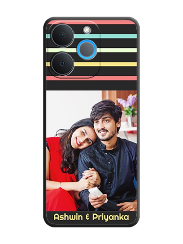 Custom Color Stripes with Photo and Text on Photo On Space Black Custom Soft Matte Mobile Back Cover - Realme P4 Lite 4G