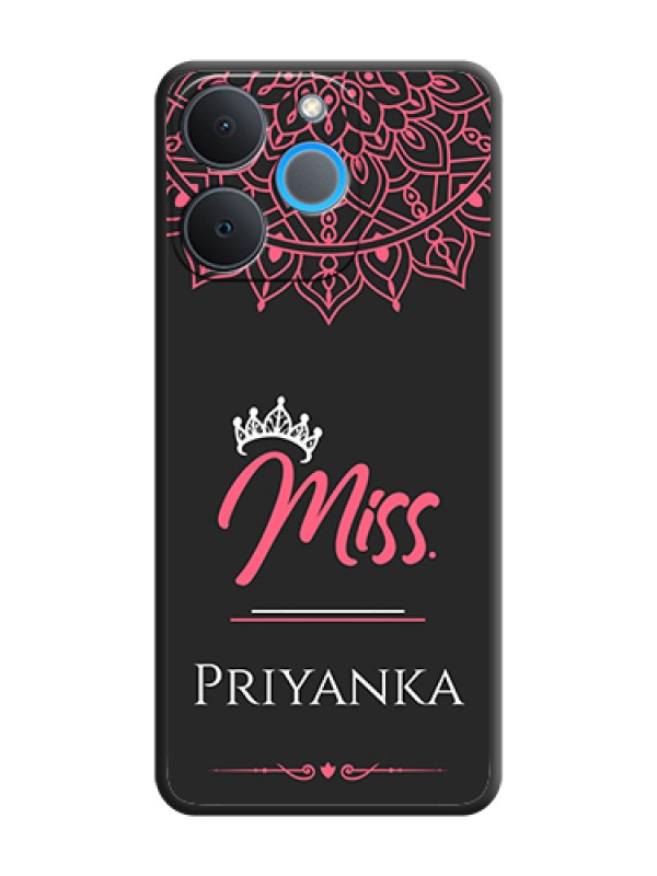 Custom Mrs Name with Floral Design On Space Black Custom Soft Matte Mobile Back Cover - Realme P4 Lite 4G
