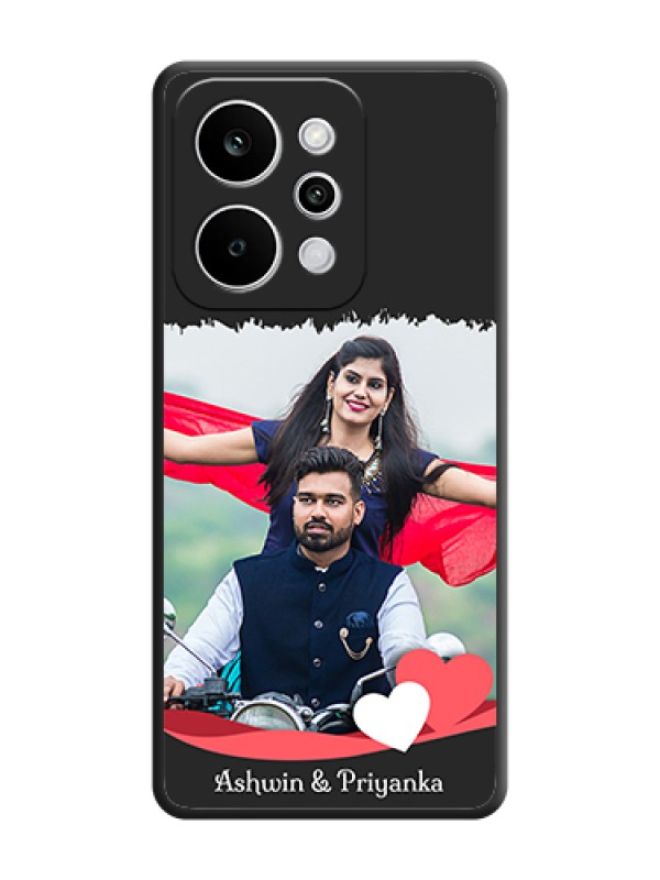 Custom Pin Color Love Shaped Ribbon Design with Text On Space Black Custom Soft Matte Mobile Back Cover - Realme P4 Power 5G