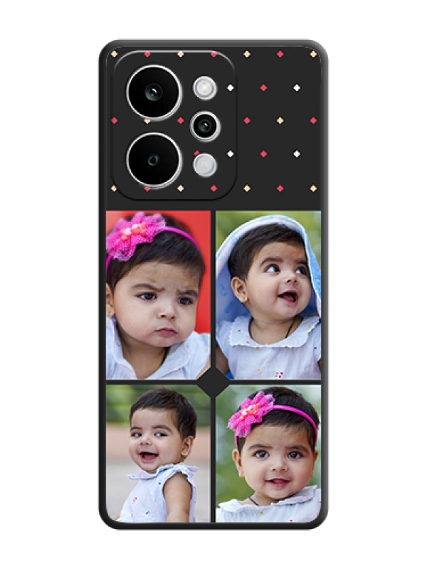 Custom Multicolor Dotted Pattern with 4 Image Holder On Space Black Custom Soft Matte Mobile Back Cover - Realme P4 Power 5G