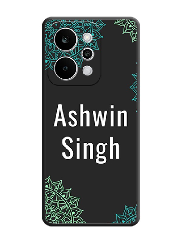 Custom Your Name with Floral Design On Space Black Custom Soft Matte Mobile Back Cover - Realme P4 Power 5G