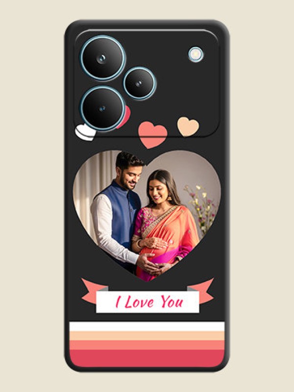 Custom Love Shaped Photo with Colorful Stripes On Space Black Custom Soft Matte Mobile Back Cover - Realme P4 Pro 5G