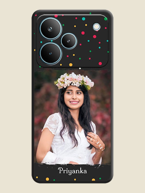 Custom Multicolor Dotted Pattern with Text On Space Black Custom Soft Matte Mobile Back Cover - Realme P4 Pro 5G