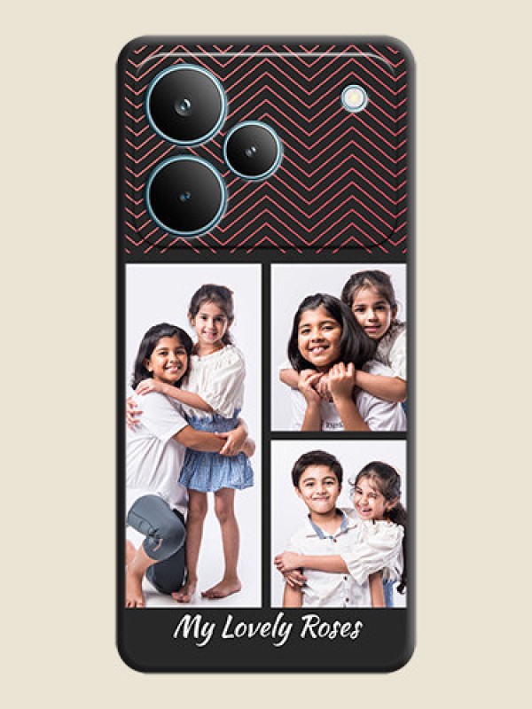 Custom Wave Pattern with 3 Image Holder On Space Black Custom Soft Matte Mobile Back Cover - Realme P4 Pro 5G