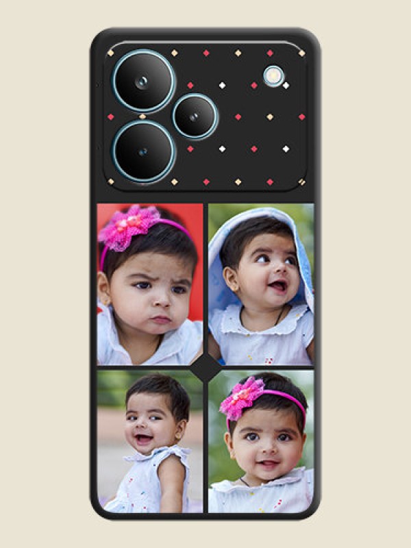 Custom Multicolor Dotted Pattern with 4 Image Holder On Space Black Custom Soft Matte Mobile Back Cover - Realme P4 Pro 5G