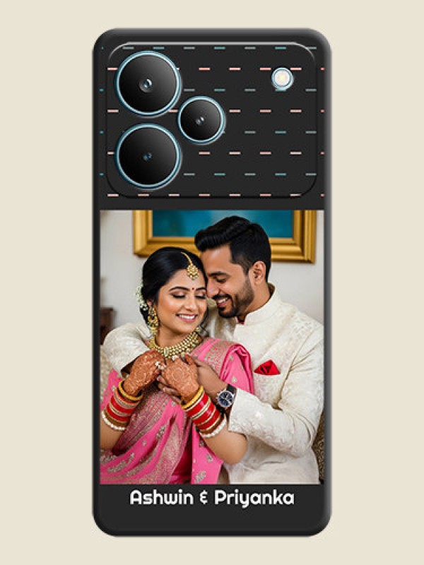 Custom Line Pattern Design with Text On Space Black Custom Soft Matte Mobile Back Cover - Realme P4 Pro 5G