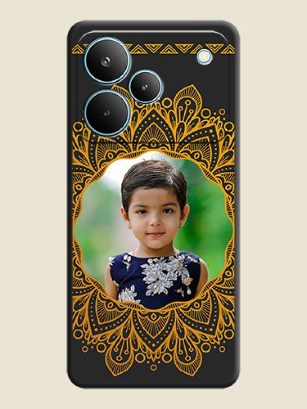 Custom Round Image with Floral Design On Space Black Custom Soft Matte Mobile Back Cover - Realme P4 Pro 5G