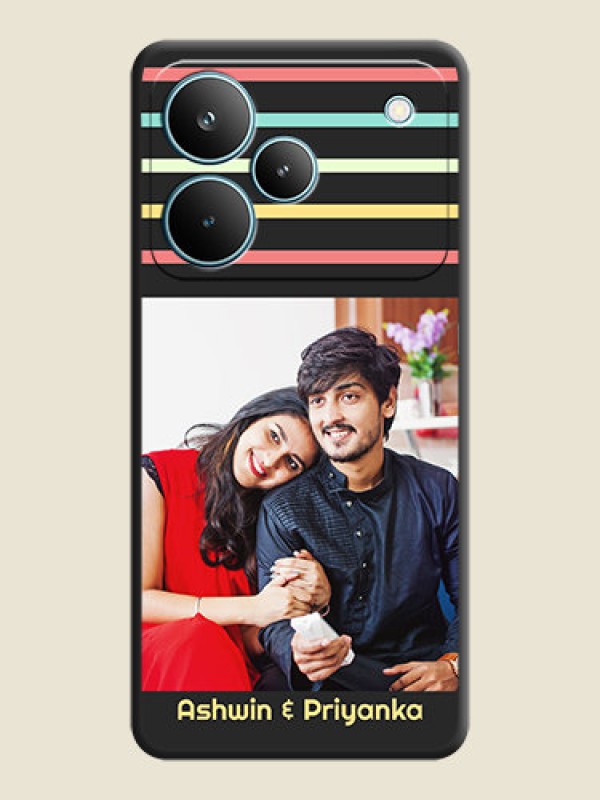 Custom Color Stripes with Photo and Text on Photo On Space Black Custom Soft Matte Mobile Back Cover - Realme P4 Pro 5G