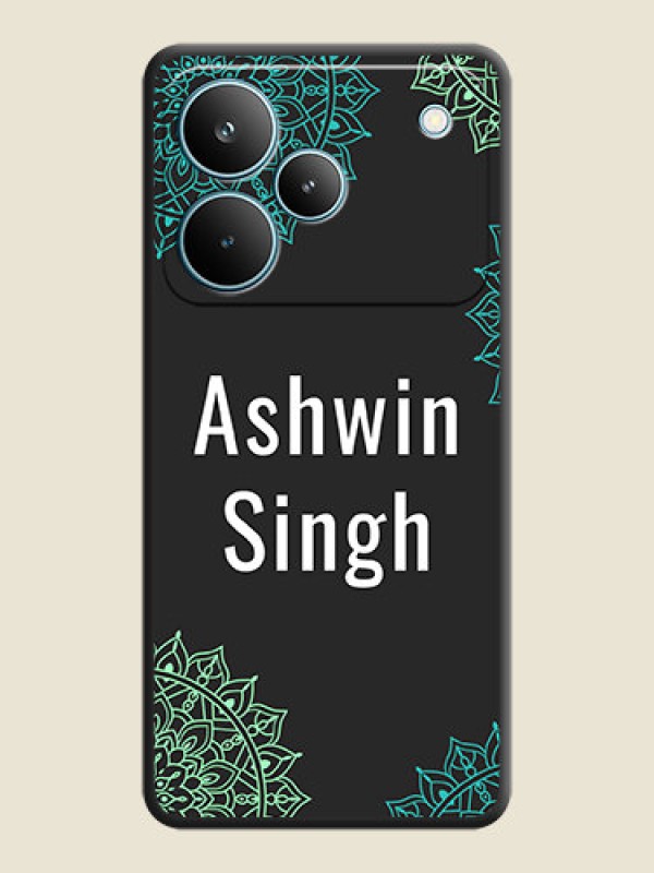 Custom Your Name with Floral Design On Space Black Custom Soft Matte Mobile Back Cover - Realme P4 Pro 5G