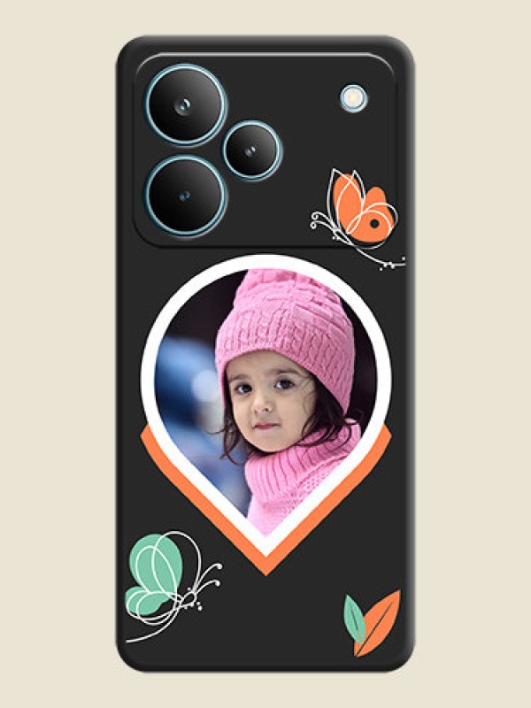 Custom Upload Pic With Simple Butterly Design On Space Black Custom Soft Matte Mobile Back Cover - Realme P4 Pro 5G