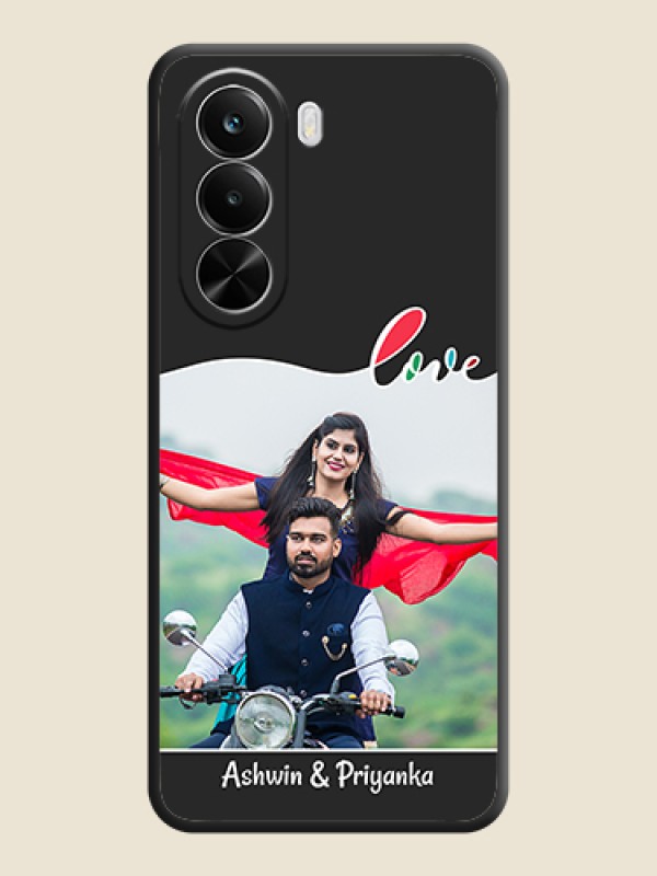 Custom Fall in Love Pattern with Picture on Photo On Space Black Custom Soft Matte Mobile Back Cover - Realme P4X 5G