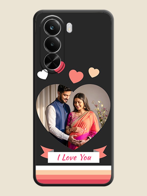 Custom Love Shaped Photo with Colorful Stripes On Space Black Custom Soft Matte Mobile Back Cover - Realme P4X 5G