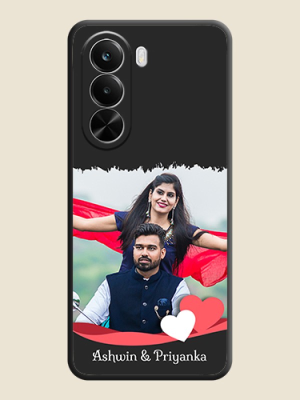 Custom Pin Color Love Shaped Ribbon Design with Text On Space Black Custom Soft Matte Mobile Back Cover - Realme P4X 5G