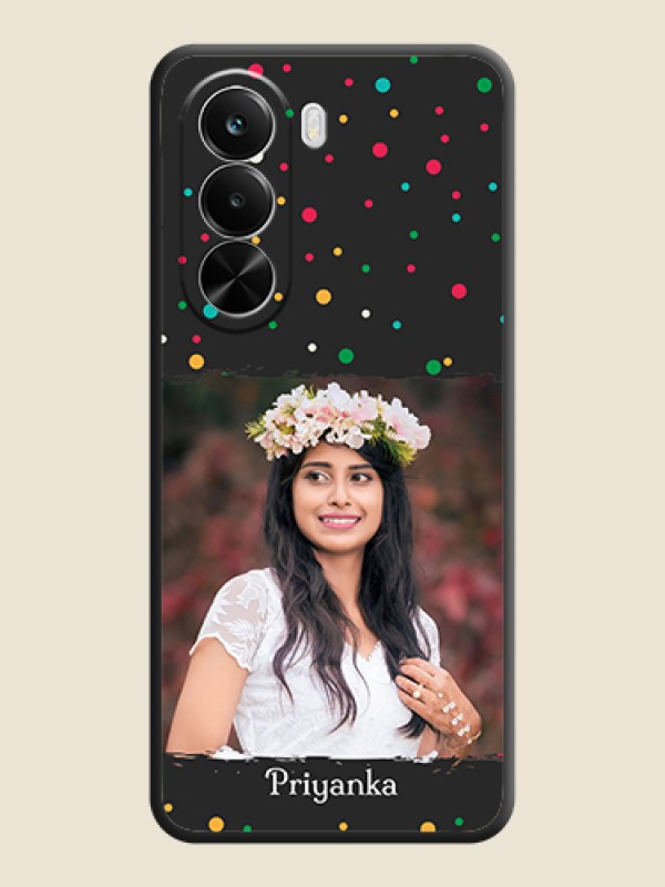 Custom Multicolor Dotted Pattern with Text On Space Black Custom Soft Matte Mobile Back Cover - Realme P4X 5G