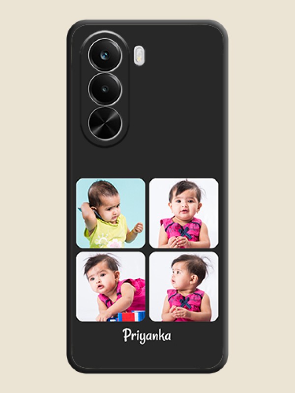 Custom Floral Art with 6 Image Holder on Photo On Space Black Custom Soft Matte Mobile Back Cover - Realme P4X 5G