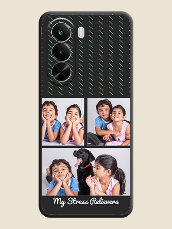 Custom Cross Dotted Pattern with 2 Image Holder On Space Black Custom Soft Matte Mobile Back Cover - Realme P4X 5G