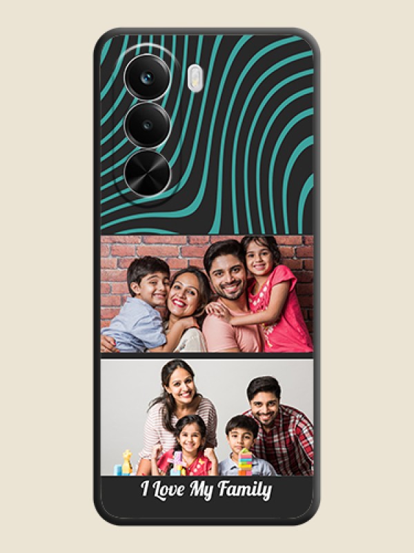 Custom Wave Pattern with 2 Image Holder On Space Black Custom Soft Matte Mobile Back Cover - Realme P4X 5G