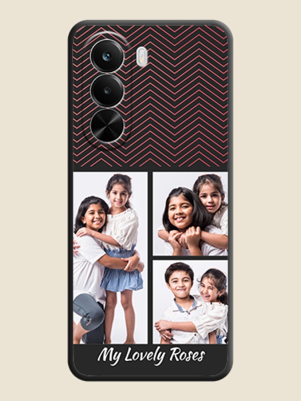 Custom Wave Pattern with 3 Image Holder On Space Black Custom Soft Matte Mobile Back Cover - Realme P4X 5G