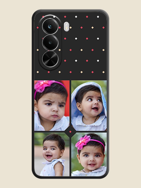 Custom Multicolor Dotted Pattern with 4 Image Holder On Space Black Custom Soft Matte Mobile Back Cover - Realme P4X 5G