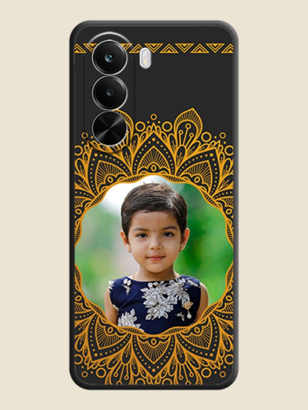 Custom Round Image with Floral Design On Space Black Custom Soft Matte Mobile Back Cover - Realme P4X 5G