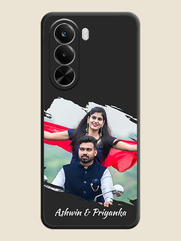 Custom Grunge Brush Strokes on Photo On Space Black Custom Soft Matte Mobile Back Cover - Realme P4X 5G