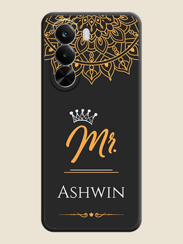 Custom Mr Name with Floral Design On Space Black Custom Soft Matte Mobile Back Cover - Realme P4X 5G