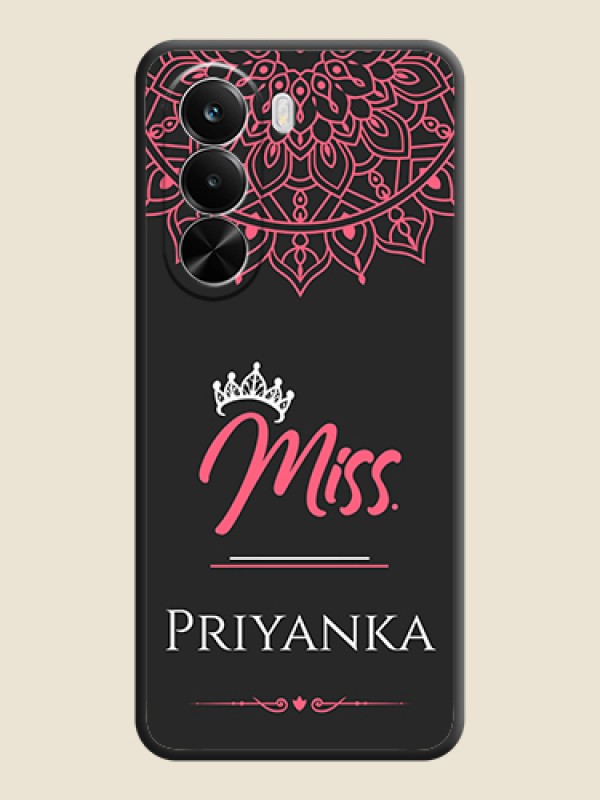Custom Mrs Name with Floral Design On Space Black Custom Soft Matte Mobile Back Cover - Realme P4X 5G