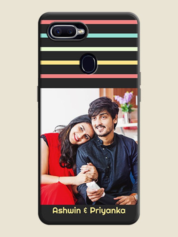 Custom Color Stripes with Photo and Text - Photo on Space Black Soft Matte Mobile Case - Realme U1