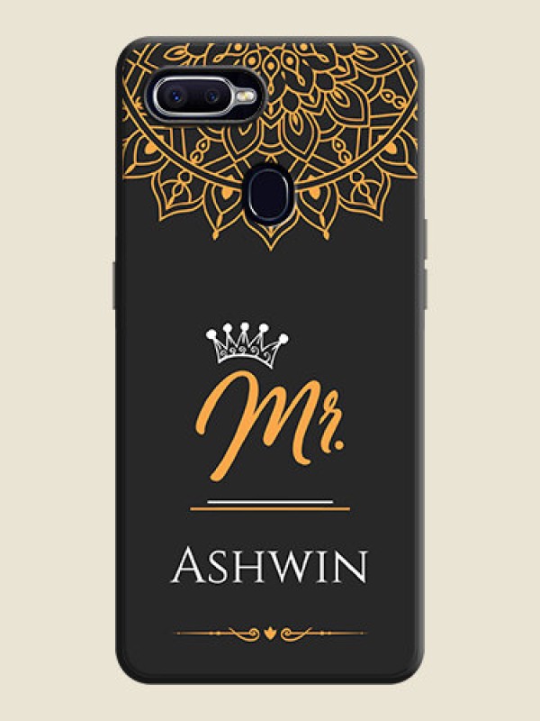 Custom Mr Name with Floral Design  on Personalised Space Black Soft Matte Cases - Realme U1