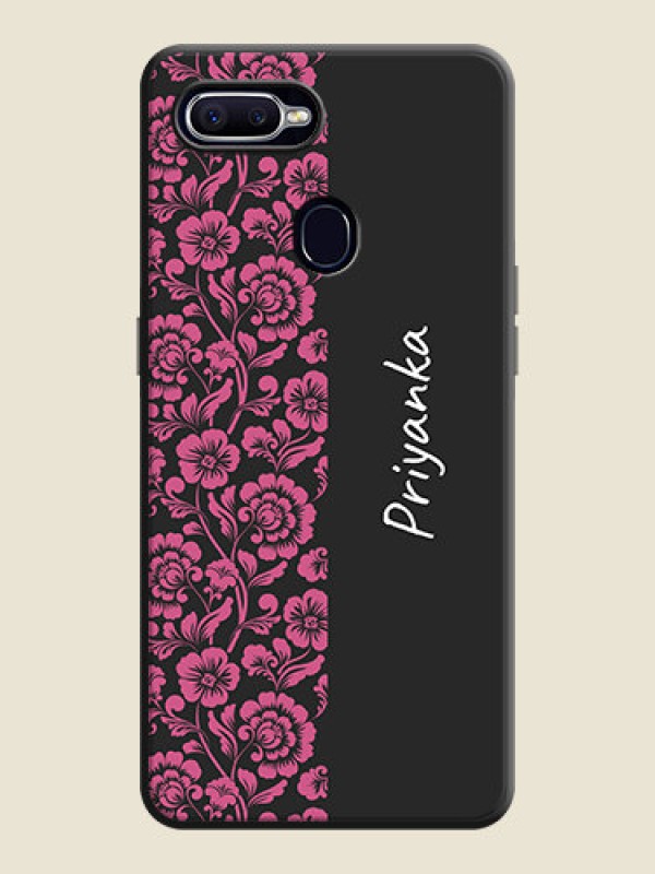 Custom Pink Floral Pattern Design With Custom Text On Space Black Personalized Soft Matte Phone Covers -Realme U1