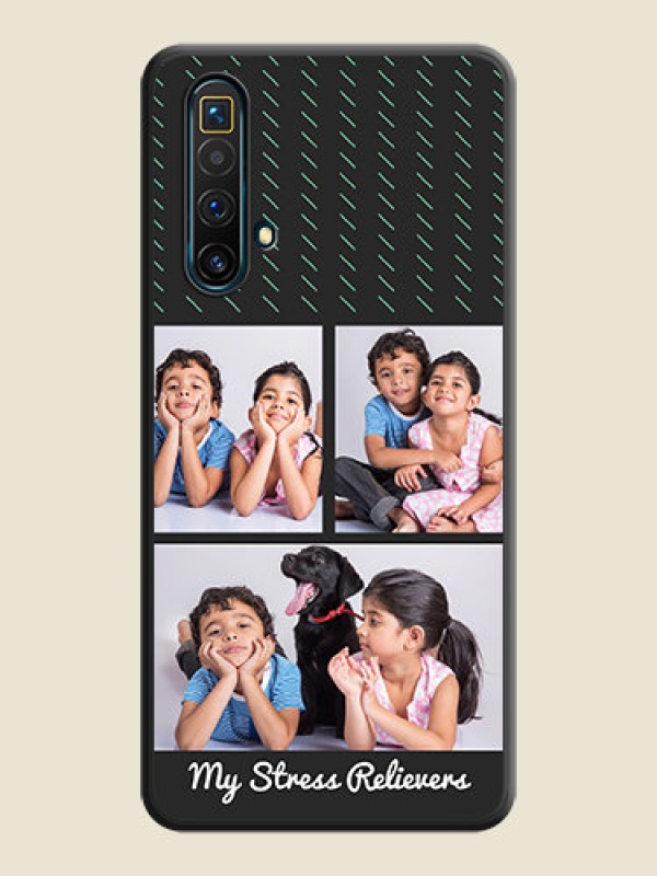 Custom Cross Dotted Pattern with 2 Image Holder  on Personalised Space Black Soft Matte Cases - Realme X3