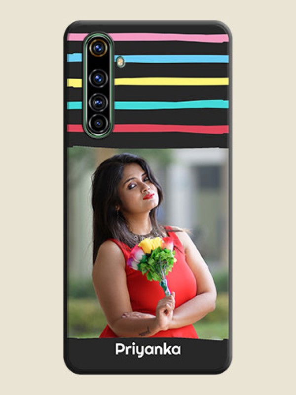 Custom Multicolor Lines with Image on Space Black Personalized Soft Matte Phone Covers - Realme X50 Pro 5G