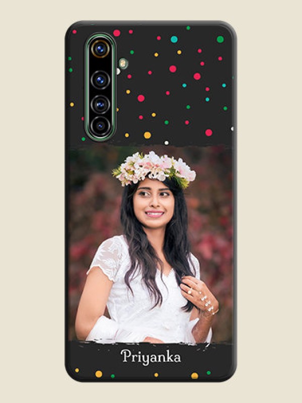 Custom Multicolor Dotted Pattern with Text on Space Black Custom Soft Matte Phone Back Cover - Realme X50 Pro 5G