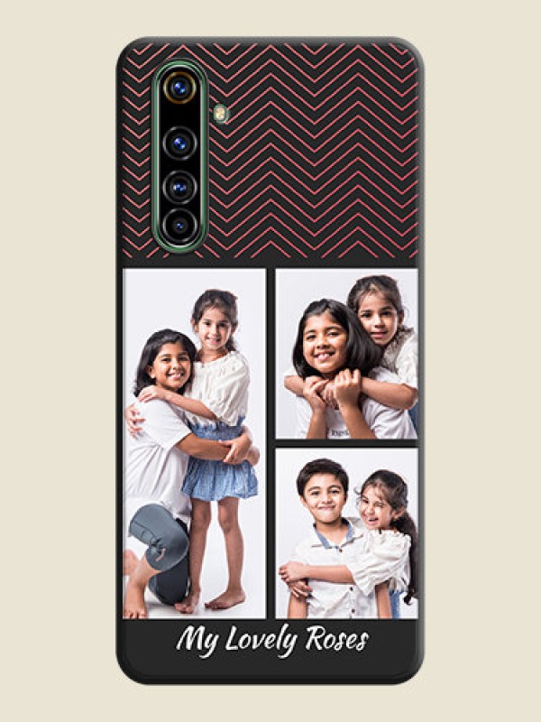 Custom Wave Pattern with 3 Image Holder on Space Black Custom Soft Matte Back Cover - Realme X50 Pro 5G