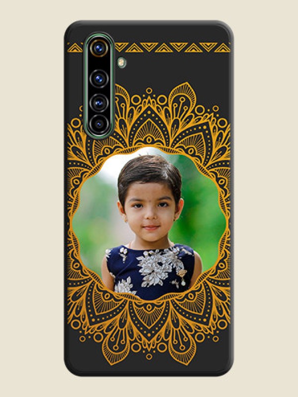 Custom Round Image with Floral Design - Photo on Space Black Soft Matte Mobile Cover - Realme X50 Pro 5G