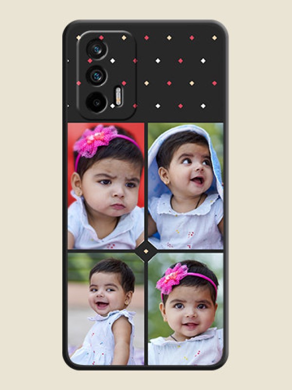 Custom Multicolor Dotted Pattern with 4 Image Holder on Space Black Custom Soft Matte Phone Cases - Realme X7 Max 5G